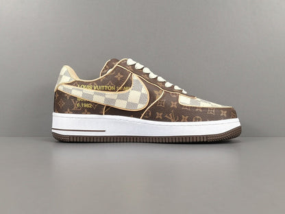 NIKE Air Force 1 - Louis Vuitton Sneakers - Brown Unisex Streetwear Limited Edition - Introducing the Air Force 1 Custom Louis Vuitton Brown shoes C a harmonious blend of