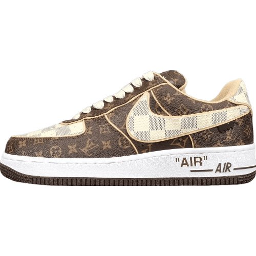 NIKE Air Force 1 - Louis Vuitton Sneakers - Brown Unisex Streetwear Limited Edition - Introducing the Air Force 1 Custom Louis Vuitton Brown shoes C a harmonious blend of