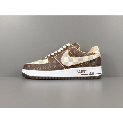 NIKE Air Force 1 - Louis Vuitton Sneakers - Brown Unisex Streetwear Limited Edition - Introducing the Air Force 1 Custom Louis Vuitton Brown shoes C a harmonious blend of