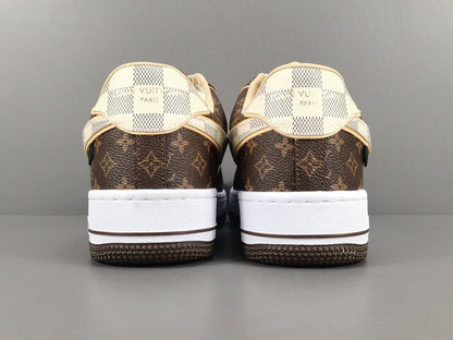 NIKE Air Force 1 - Louis Vuitton Sneakers - Brown Unisex Streetwear Limited Edition - Introducing the Air Force 1 Custom Louis Vuitton Brown shoes C a harmonious blend of