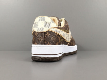 NIKE Air Force 1 - Louis Vuitton Sneakers - Brown Unisex Streetwear Limited Edition - Introducing the Air Force 1 Custom Louis Vuitton Brown shoes C a harmonious blend of