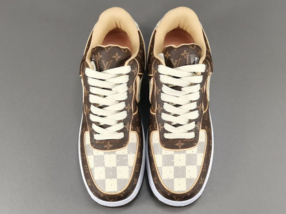 NIKE Air Force 1 - Louis Vuitton Sneakers - Brown Unisex Streetwear Limited Edition - Introducing the Air Force 1 Custom Louis Vuitton Brown shoes C a harmonious blend of