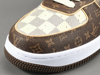 NIKE Air Force 1 - Louis Vuitton Sneakers - Brown Unisex Streetwear Limited Edition - Introducing the Air Force 1 Custom Louis Vuitton Brown shoes C a harmonious blend of