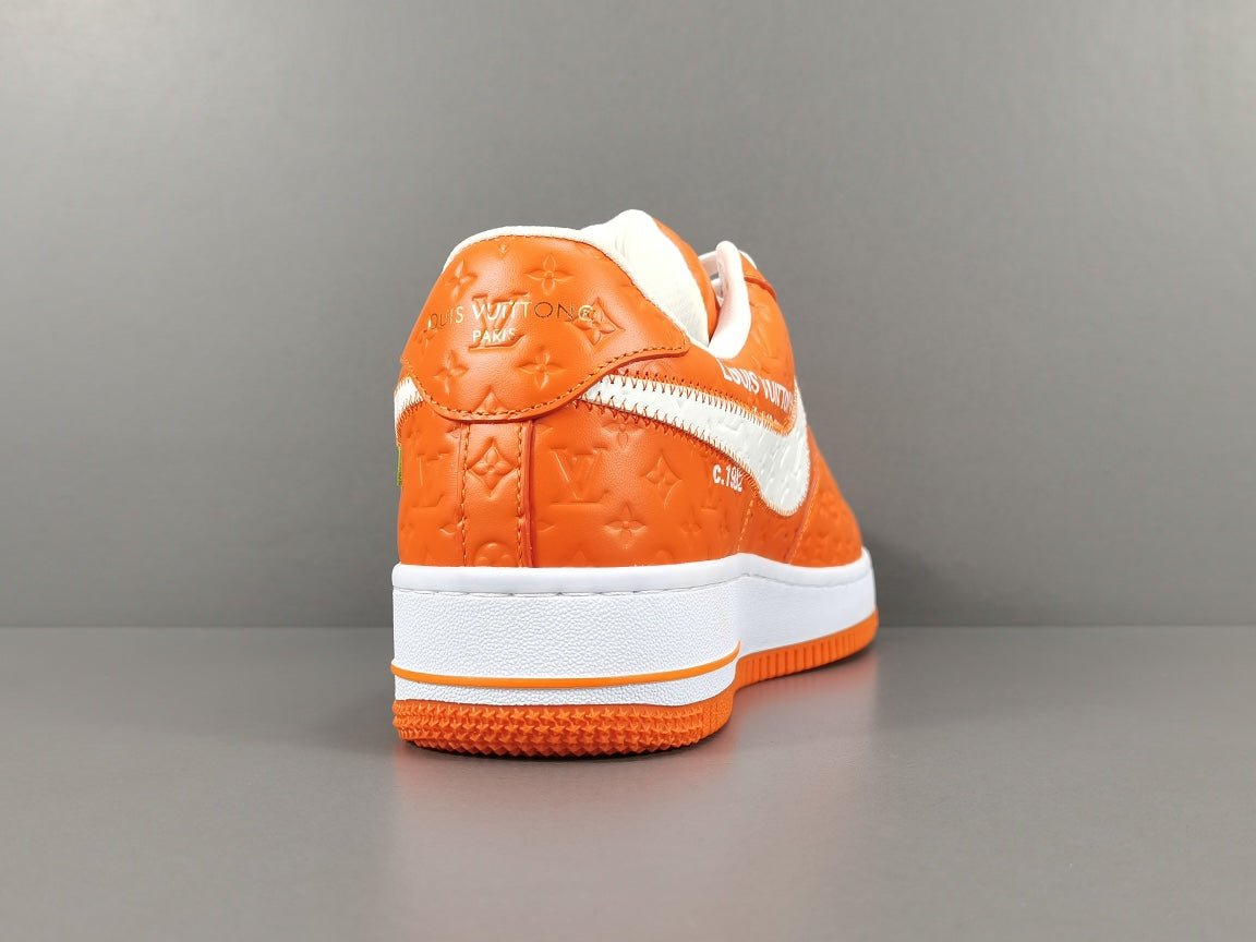 NIKE Air Force 1 - Louis Vuitton Sneakers - Orange Unisex Streetwear Limited Edition - Introducing the Air Force 1 Custom Louis Vuitton Orange shoes C a stunning blend of
