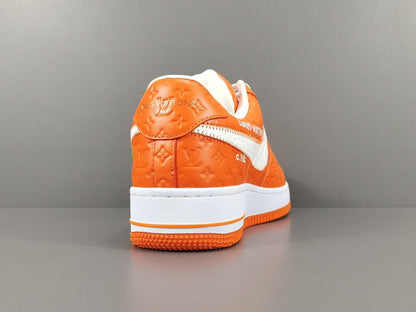 NIKE Air Force 1 - Louis Vuitton Sneakers - Orange Unisex Streetwear Limited Edition - Introducing the Air Force 1 Custom Louis Vuitton Orange shoes C a stunning blend of