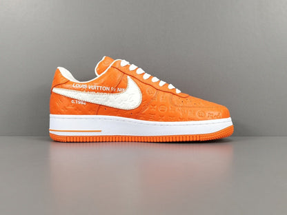 NIKE Air Force 1 - Louis Vuitton Sneakers - Orange Unisex Streetwear Limited Edition - Introducing the Air Force 1 Custom Louis Vuitton Orange shoes C a stunning blend of