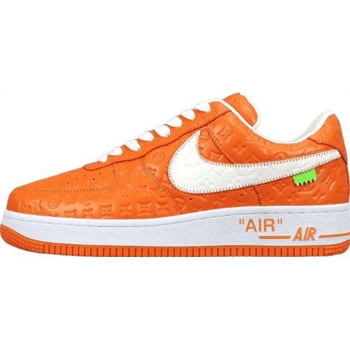 NIKE Air Force 1 - Louis Vuitton Sneakers - Orange Unisex Streetwear Limited Edition - Introducing the Air Force 1 Custom Louis Vuitton Orange shoes C a stunning blend of