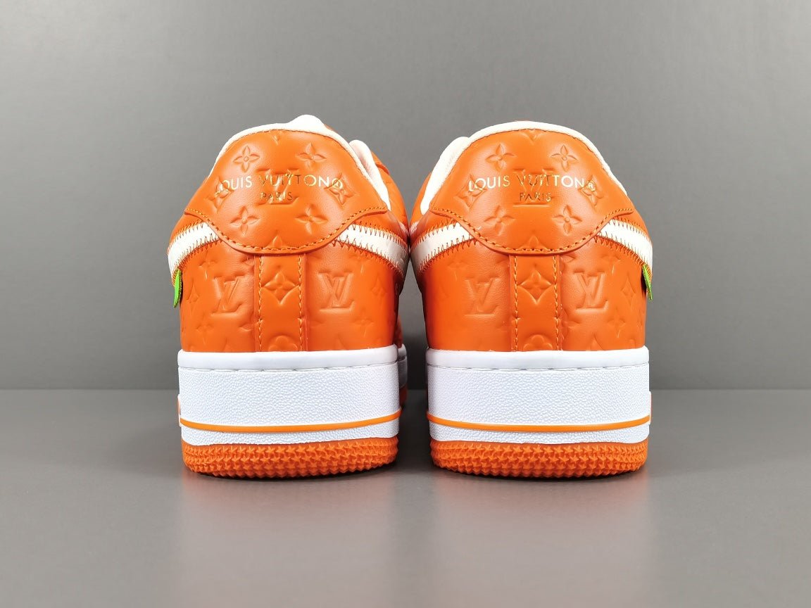 NIKE Air Force 1 - Louis Vuitton Sneakers - Orange Unisex Streetwear Limited Edition - Introducing the Air Force 1 Custom Louis Vuitton Orange shoes C a stunning blend of