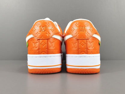 NIKE Air Force 1 - Louis Vuitton Sneakers - Orange Unisex Streetwear Limited Edition - Introducing the Air Force 1 Custom Louis Vuitton Orange shoes C a stunning blend of
