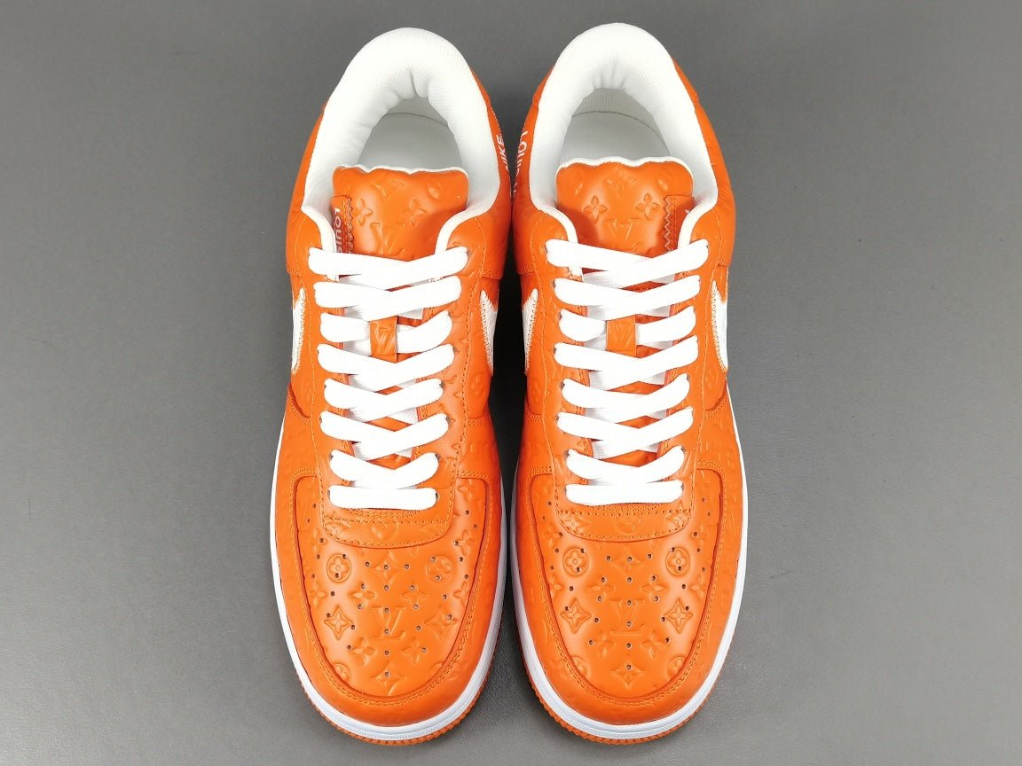 NIKE Air Force 1 - Louis Vuitton Sneakers - Orange Unisex Streetwear Limited Edition - Introducing the Air Force 1 Custom Louis Vuitton Orange shoes C a stunning blend of