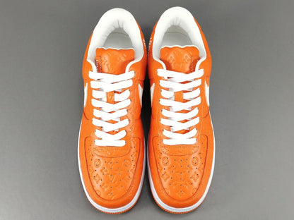 NIKE Air Force 1 - Louis Vuitton Sneakers - Orange Unisex Streetwear Limited Edition - Introducing the Air Force 1 Custom Louis Vuitton Orange shoes C a stunning blend of