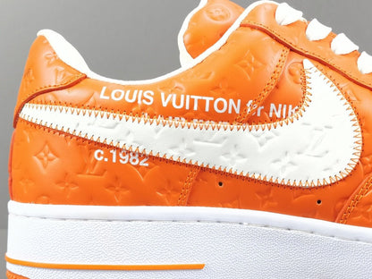 NIKE Air Force 1 - Louis Vuitton Sneakers - Orange Unisex Streetwear Limited Edition - Introducing the Air Force 1 Custom Louis Vuitton Orange shoes C a stunning blend of