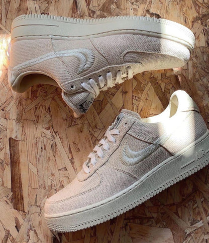 NIKE Air Force 1 - Stussy Fossil Sneakers - Red Unisex Streetwear Limited Edition