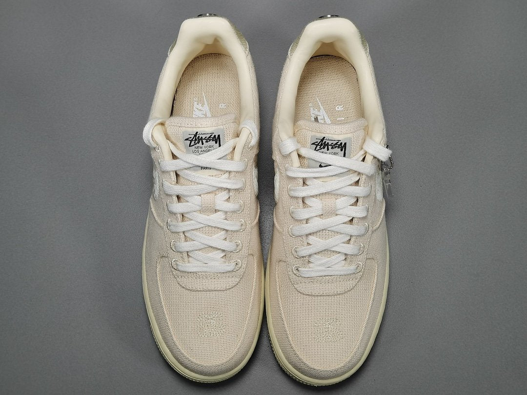 NIKE Air Force 1 - Stussy Fossil Sneakers - Red Unisex Streetwear Limited Edition