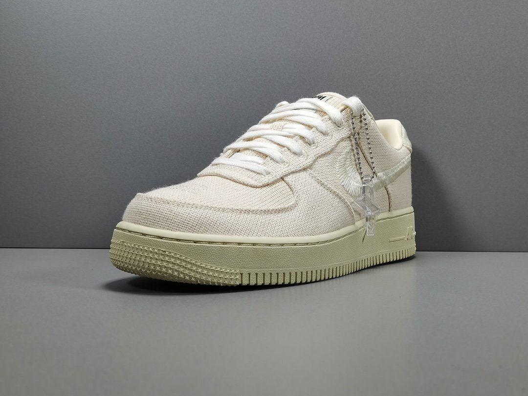 NIKE Air Force 1 - Stussy Fossil Sneakers - Red Unisex Streetwear Limited Edition