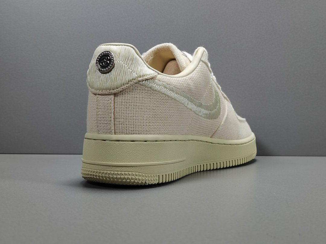 NIKE Air Force 1 - Stussy Fossil Sneakers - Red Unisex Streetwear Limited Edition