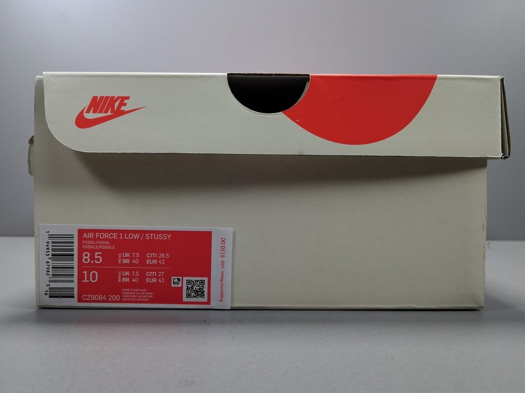 NIKE Air Force 1 - Stussy Fossil Sneakers - Red Unisex Streetwear Limited Edition