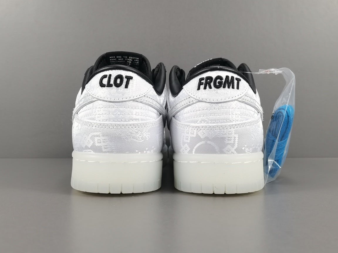 NIKE Dunk - Clot Fragment Sneakers - White Unisex Streetwear Limited Edition - Introducing the Nike Dunk Clot Fragment White - a highly sought-after collaboration that combines the