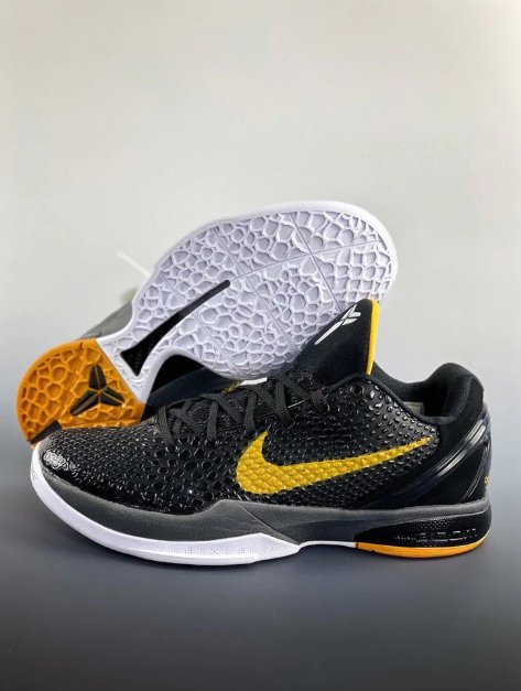 NIKE Kobe 6 - Del Sol Sneakers - Black Unisex Streetwear Limited Edition - Introducing the Nike Kobe 6 x Black Del Sol sneakers, a true fusion of style
