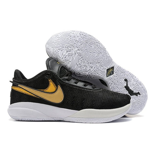NIKE Lebron 20 - Metallic Gold Sneakers - Black Unisex Streetwear Limited Edition - Elevate Your Game with Timeless Elegance: Nike LeBron 20 x Black Metallic Gold Introducing the