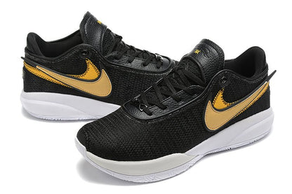 NIKE Lebron 20 - Metallic Gold Sneakers - Black Unisex Streetwear Limited Edition - Elevate Your Game with Timeless Elegance: Nike LeBron 20 x Black Metallic Gold Introducing the