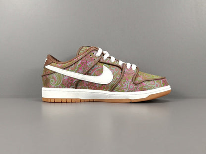 NIKE Sb Dunk - Paisley - Brown Unisex Streetwear Limited Edition