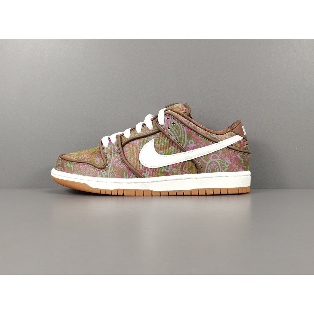 NIKE Sb Dunk - Paisley - Brown Unisex Streetwear Limited Edition