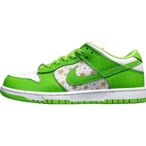 NIKE Sb Dunk - Supreme Stars Mean Sneakers - Green Unisex Streetwear Limited Edition