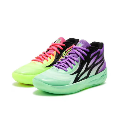 PUMA Lamelo Ball Mb.02 - Rick & Morty Adventures - Red Unisex Streetwear Limited Edition - Introducing the PUMA LaMelo Ball MB.02 x Rick &amp; Morty Adventures, a basketball sneaker that